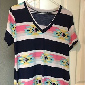 Heimish brand; navy striped; medium top